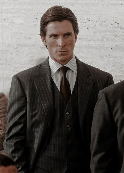 Chris Bale, Batman Christian Bale, Dark Suit, Striped Suit, Patrick Bateman, Suit Man, Man Suit, Men Suit, Christian Bale