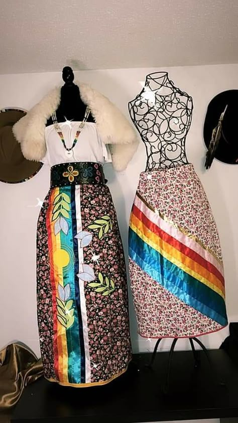 Traditional Outfits For Men, Ribbon Skirt Ideas, Native American Ribbon Work, Pow Wow Regalia, Native Clothing, Sundance Dress, Native Regalia, Native American Dress, Shirts And Skirts