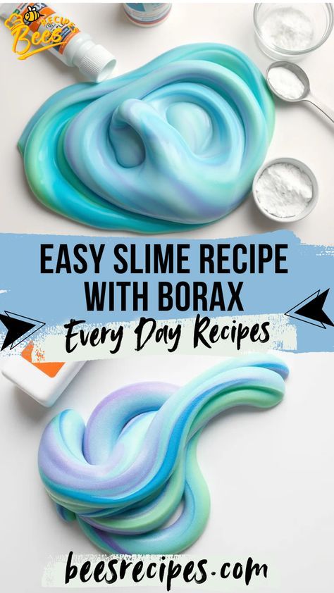 Easy Slime Recipe with Borax: Fun & Simple Homemade Craft for All Ages! #SlimeRecipe #HomemadeSlime #BoraxSlime #DIYSlime #CraftingFun #SlimeMaking #SlimeAtHome #FunWithSlime #SlimeScience #EasyCrafts Preschool Slime Recipe, Shaving Cream Slime No Contact Solution, Easy Butter Slime Recipe, Easy Homemade Slime For Kids, Diy Bouncy Balls With Borax And Glue, Kids Slime Recipe Easy, Slime Borax Recipe, Fluffy Slime Recipe With Borax Easy, White Glue Slime Recipe