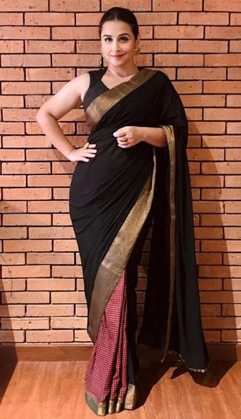 Vidya Balan Outfits, Vidya Balan Saree Blouse, Vidya Balan Saree, Office Wear Saree, Latest Maggam Work Blouses, Shakuntala Devi, Samantha In Saree, India Women, Tussar Silk Sarees