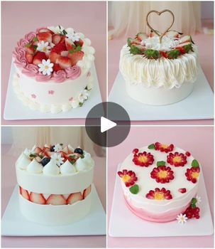 Strawberry Cake Decorations, Birthday Cake Decorating Ideas, Easy Birthday, Creative Cake Decorating, Cake Decorating Ideas, Diy Cake Decorating, Creative Birthday Cakes, Creative Birthday, Simple Birthday Cake