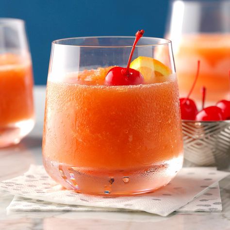 Frozen Brandy Old-Fashioneds Recipe | Taste of Home Brandy Slush, Vodka Slush, Brandy Old Fashioned, Slush Recipes, Brandy Cocktails, Orange Vodka, Cranberry Orange, Christmas Cocktails, Frozen Drinks