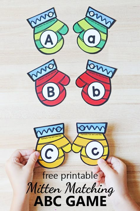 Use this quick prep free printable Mitten ABC Matching Game as part of your alphabet activities during a preschool or kindergarten winter theme. Winter Preschool Letter Activities, Winter Language Activities For Toddlers, Winter Matching Game Free Printable, Abc Matching Free Printables, Mitten Preschool Activities, Mitten Matching Printable, Winter Alphabet Letters Free Printable, Winter Homeschool Activities, Alphabet Matching Printables Free