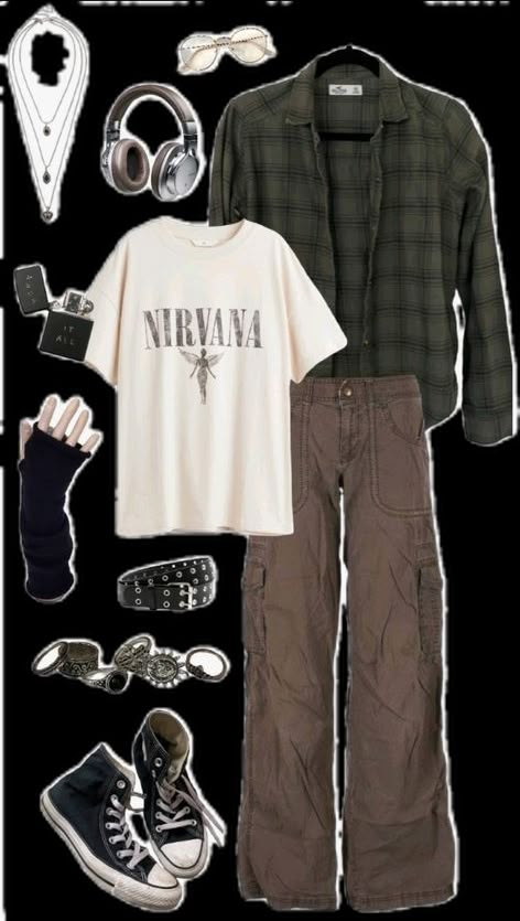 Alternative Indie Outfits Men, Y2k Grunge Pfp Aesthetic, Nirvana Aesthetic Tshirt, Punk Indie Aesthetic, Edgy Outfits Men Grunge, Grunge Men Style, Indie Clothes Men, Early 2000s Grunge Outfits, Green Grunge Outfit Men