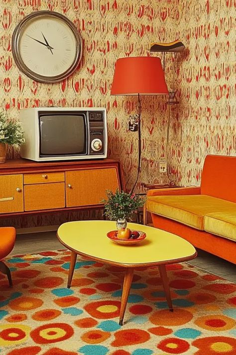 If you’re looking to jazz up your living room with a touch of nostalgia, check out these 17 retro decor ideas! From funky patterned curtains that make a statement to vintage furniture pieces that bring back memories, you’ll discover ways to create a cozy space filled with groovy vibes. Explore easy tips to incorporate classic colors and styles, such as bold patterns and standout accessories, into your home. Let your creativity shine as you transform your living area into a charming, timeless haven that’s ready to impress guests! 1950s Living Room Decor, 1960 Home Decor, 60s Living Room Decor, 70s Style Home Decor, 1970s Aesthetic Home, 1970 Furniture, Retro Interior Design 1970s, 1960 Interior Design, 70s Interior Design Retro