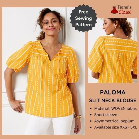 (17) Facebook Japanese Sewing Patterns Free Tunics, Free Blouse Patterns For Women Sewing, Tina's Closet Sewing Patterns, Tianas Closet, Japanese Sewing Patterns Free, Sewing Pattern Pieces, Paper To Print, Japanese Sewing Patterns, Sewing Tops