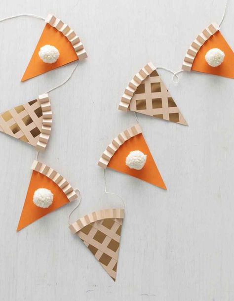 Turn your Thanksgiving into a DIY dream with these fun and chic decor projects, like this cheeky pie garland! Pie Garland, Thanksgiving Crafts To Make, Easy Diy Thanksgiving Decorations, Thanksgiving Diner, Fall Crafts Decorations, Fall Crafts For Adults, Thanksgiving Crafts Diy, November Crafts, Thanksgiving Decorations Diy