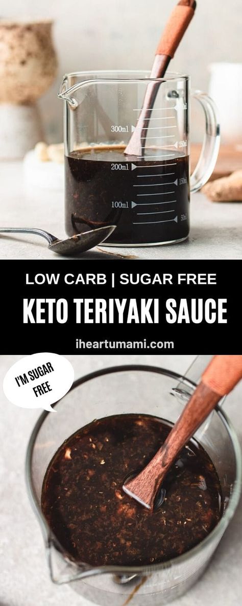 This Keto Teriyaki Sauce is sugar-free, low carb, and ready in 5 minutes! It’s the best Japanese teriyaki sauce made keto friendly! Makes 1 cup. Keto Teriyaki Sauce, Japanese Teriyaki Sauce, Sugar Free Teriyaki Sauce, Keto Teriyaki, Umami Recipes, Keto Sauce, Keto Dips, Paleo Condiments, Teriyaki Sauce Recipe