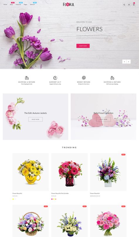 Florist Boutique & Decoration Store Shopify Theme Florist Boutique, Flower Website, Floral Website, Florist Website, Shop Name Ideas, Website Design Inspiration Layout, Gift Packages, Boutique Decor, Flower Boutique