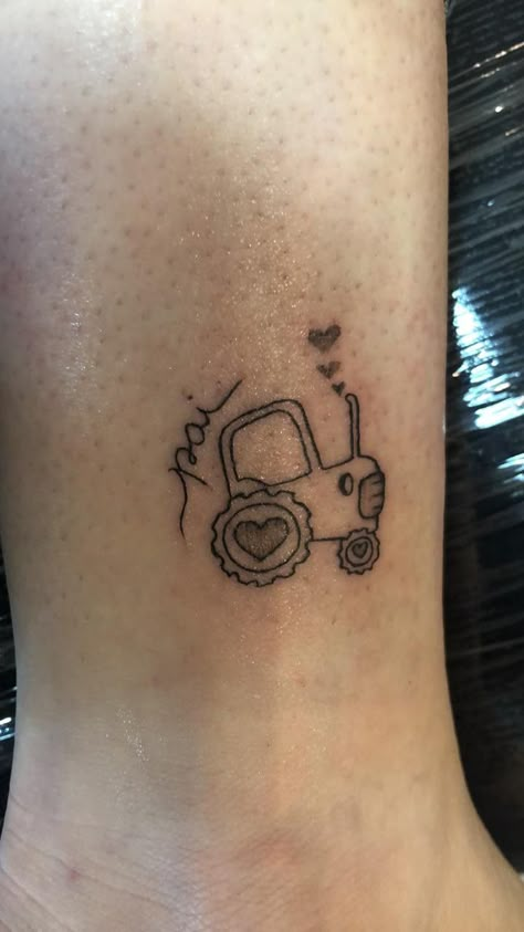 Tractor Tattoo Memorial, Farming Tattoo, Mickey Tattoos, Farmer Tattoo, Grandfather Tattoo, Farm Tattoo, Mickey Tattoo, Davinci Code, So God Made A Farmer