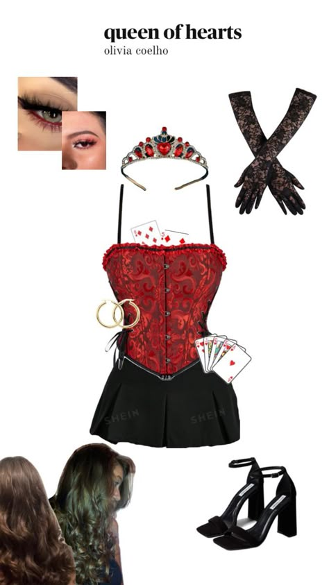 Corset Halloween Costumes, Halloween Rave Outfits, Queen Of Hearts Halloween Costume, Queen Of Hearts Halloween, Fashion Costume Halloween, Classy Halloween Costumes, Queen Of Hearts Costume, Trio Halloween Costumes, Hot Halloween Outfits