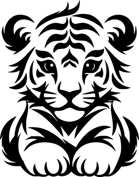 Cool Stencil Designs, Tiger Stencil, Celtic Tiger, Animal Stencil Art, Tiger Cartoon, Lion Cartoon, Pattern Design Drawing, Tiger Baby, Face Stencils