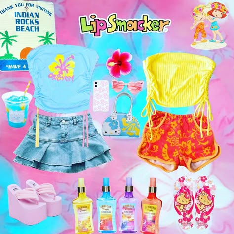 Key West Kitten Clothes, Key West Kitten Nails, Key West Kitten Aesthetic Outfits, Key West Aesthetic Outfits, Keywestkitten Outfits, Keywest Kitten Outfit, Tropical Core Aesthetic Outfit, Y2k Colorful Outfits, Tropicalcore Outfit