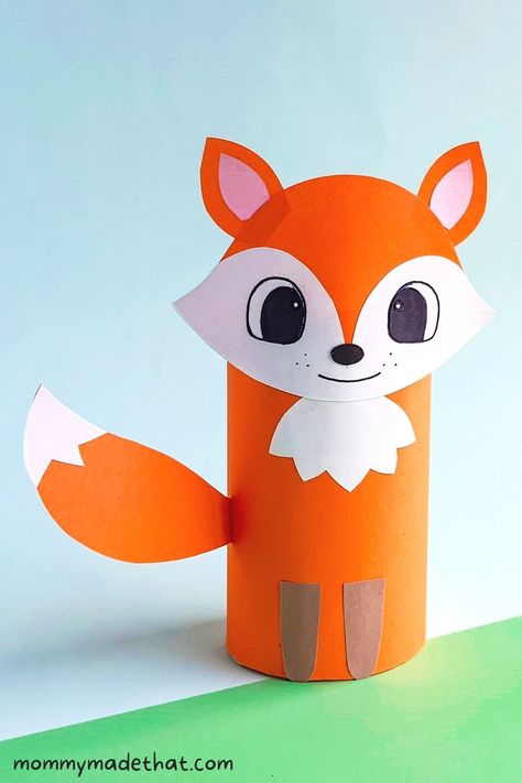 Fox Craft, Orange Craft, Marker Crafts, Paper Fox, Fox Crafts, Toilet Paper Crafts, Pink Crafts, Toilet Paper Roll Crafts, Paper Roll Crafts