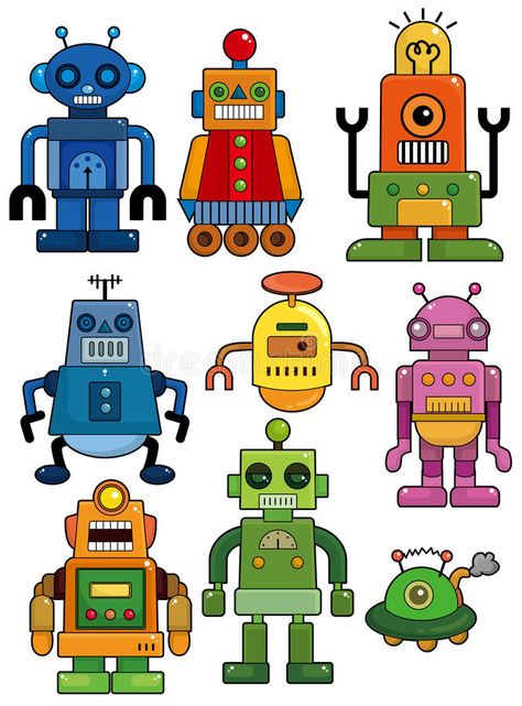 Cartoon robot icon set. Drawing , #AD, #robot, #Cartoon, #icon, #Drawing, #set #ad Cake Printable, Robot Images, Robot Icon, Transfer Art, Vector Robot, Robot Cartoon, Robot Party, Robot Illustration, Retro Robot