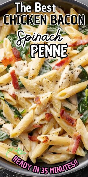 If you’re looking for a hearty and delicious pasta dish that combines savory flavors and rich textures, Chicken Bacon Spinach Penne is your answer. This recipe brings together tender chicken, crispy bacon, and fresh spinach for a satisfying meal that’s both comforting and nutritious. Whether Chicken Bacon Penne, Christmas Diner Ideas, Campbells Green Bean Casserole, Chicken Bacon Pasta Recipes, Campbells Green Bean Casserole Recipe, Bacon Spinach Pasta, Asiago Chicken Pasta, One Skillet Dinners, Healthy Bacon Recipes