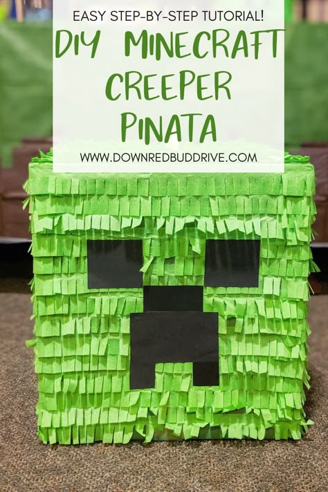 Creeper Pinata Diy, Minecraft Pinata Diy, Creeper Pinata, Minecraft Pinata, Nintendo Birthday Party, Minecraft Birthday Decorations, Diy Minecraft Birthday Party, Pinata Diy, Minecraft Party Decorations