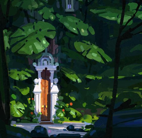 Calarts Portfolio, Forest Ideas, Passion Pictures, Inspiring Illustration, Vis Dev, Landscape Concept, Secret Door, Digital Portfolio, Landscape Illustration