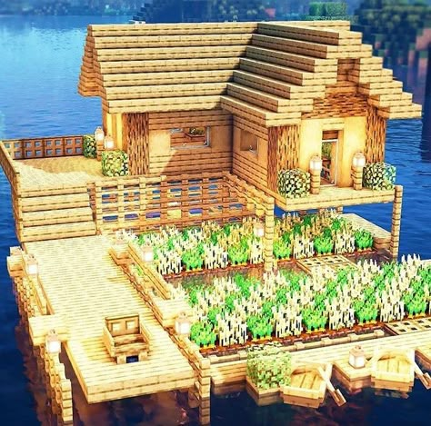 Minecraft Builds & Designs en Instagram: “Here is another lake house small and beautiful that you can add in your minecraft world 🗺 —————————————————————— Follow…” Wood House In Minecraft, Minecraft Small Lake House, Lake House Minecraft Easy, Small Fishing House Minecraft, Wood House Minecraft, Villa Minecraft, Minecraft Houses Survival, Rumah Minecraft Sederhana, Minecraft Farm