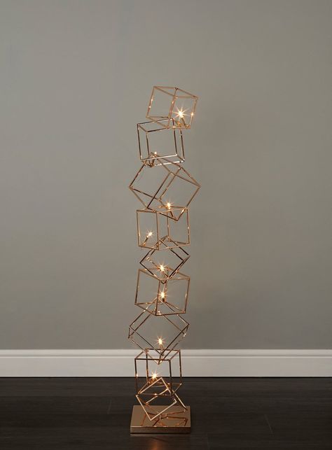 Copper Floor, Diy Floor Lamp, Indoor Floor Lamps, Copper Floor Lamp, Beautiful Floor Lamps, Decorative Floor Lamps, Geometric Lamp, Stand Lamp, Floor Lighting