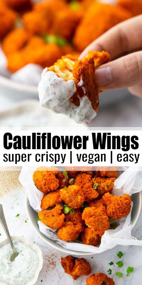 Ranch Sauce, Cauliflower Buffalo Wings, Vegan Ranch, Resep Diet, Ranch Dip, Makanan Diet, Tasty Vegetarian Recipes, Vegan Comfort Food, Buffalo Wings