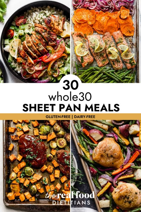 Dairy Free One Pan Meals, Sheet Pan Dinners No Carb, Whole30 Sheet Pan Recipes, Paleo Dinner Sheet Pan, Whole 30 Sheet Pan Meals, Paleo Sheet Pan Meals, Easy Paleo Sheet Pan Dinners, Cheap Easy Whole 30 Meals, The Real Food Dieticians