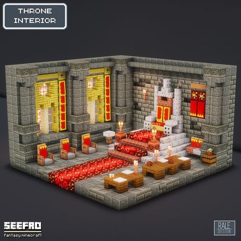 SeeFro | Medieval tavern interior! Collab from @seefro.live and @rale_design with help from @spoopeymain and @evolution_213 the photo… | Instagram Minecraft Throne Ideas, Medieval Tavern Interior, Minecraft Throne Room, Minecraft Throne, Minecraft Pyramid, Tavern Interior, Minecraft Museum, Minecraft Medieval Castle, Minecraft Medieval House