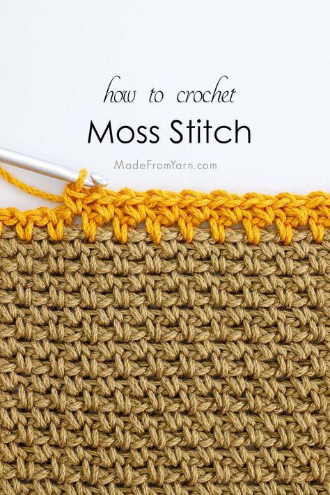 Learning the basic crochet stitches is just the beginning of the wonderful journey in crochet craft. Let's take it to the next level and learn how to crochet moss stitch! It is a popular and Linen Crochet Stitch, Miss Stitch Crochet, Crochet Throw Patterns, Moss Crochet Stitch, Moss Crochet, Crochet Stitches Texture, Linen Stitch Crochet, Moss Stitch Crochet, Crochet Moss Stitch