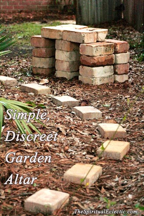 Altars:  Discreet Garden #Altar. Garden Altar, Outdoor Altar, Shrine Art, Outdoor Meditation, Sacred Space Altar, Witches Garden, Witch's Garden, Witchy Garden, Spiritual Garden