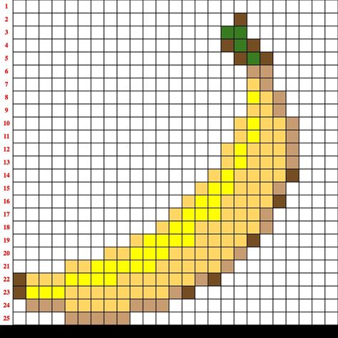 Banana Cross Stitch, Fruit Pixel Art, Drunkards Path Quilt, Cross Stitch Fruit, Beaded Flowers Patterns, Graph Crochet, Pixel Drawing, Cross Stitch For Kids, Pixel Art Grid