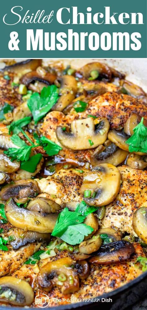 Chicken Tenders With Mushrooms, Easy Light Chicken Recipes, Chicken Light Recipes, Mushroom With Chicken Recipes, Chicken Recipe With Mushrooms, Skillet Chicken And Mushrooms, Mushroom Chicken Healthy, Chicken Breast Recipes With Mushrooms, Chicken Breast Mushroom Recipes