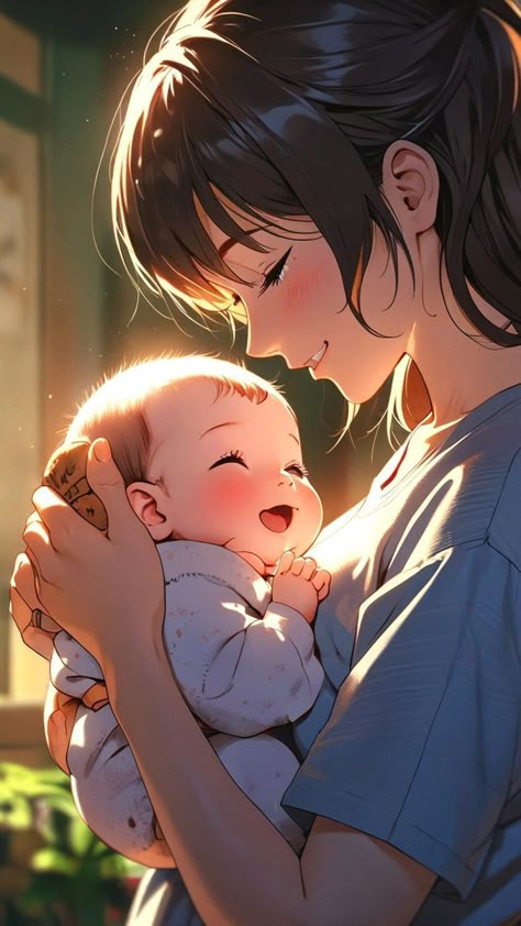 Mom Baby Aesthetic, Cute Cartoon Couple Images, Cute Love Anime, Cute Manga Couples, Beautiful Anime Wallpaper, Anime Wallpaper For Iphone, Anime Mother, Comfort Pics, Anime Mom