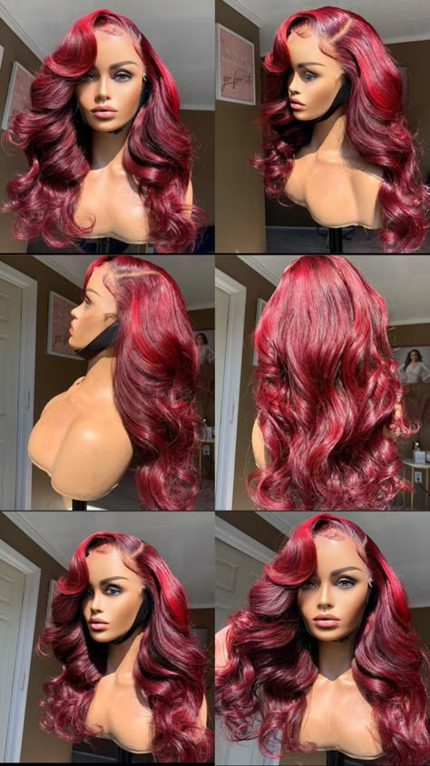 Christmas Lace Front Wig, Red Prom Hair, Men Wigs, Red Weave Hairstyles, Black Women Wigs, Red Hair Looks, Wigs For Men, Best Human Hair Wigs, Frontal Wig Hairstyles