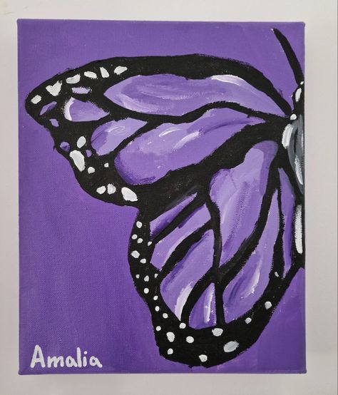 Butterfly Drawing Purple, Purple Background Painting Ideas, Cute Purple Paintings, Purple Butterfly Drawing, Purple Art Aesthetic Painting, Purple Background Painting, Painting Ideas Purple, Purple Drawing Ideas, Purple Butterfly Painting