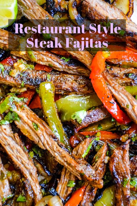 Restaurant Style Steak, Charred Peppers, Homemade Fajitas, Beef Fajita Recipe, Steak Fajita Recipe, Beef Fajitas, Easy Steak, Fajita Recipe, Steak Fajitas