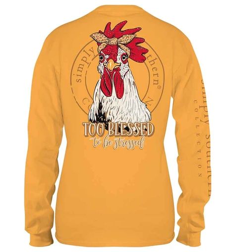 Simply Southern Plus Size Long Sleeve Chicken T-Shirt for Women in Mus – Glik's Simply Southern Outfits, Too Blessed, Yellow Long Sleeve Shirt, Simply Southern Shirts, Southern Outfits, Simply Southern Tees, Chicken Tshirts, Dog Shirts, Southern Shirts