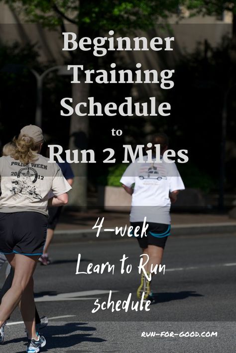 This training schedule is a run/walk to continuous running program. After four weeks, you’ll be able to run 2 miles without walking breaks. Running Training Programs, Running Schedule, Beginner Training, Runner Tips, Running A Mile, Training For Runners, Beginner Running, Strength Training For Runners, Running Pace