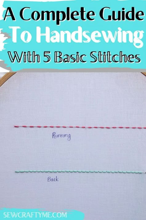 Simple Hand Sewing Stitches, Facs Sewing Projects, Sewing Basics Step By Step, How To Do A Running Stitch By Hand, Hand Sewing Back Stitch, Basic Sewing Stitches By Hand, Basic Hand Stitches For Beginners, Hand Sew Stiches, Hand Sewing Practice