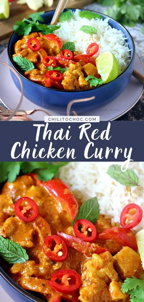 Red Chicken Curry, Coconut Curry Chicken Recipes, Curry Chili, Red Curry Recipe, Thai Chicken Curry, Red Curry Chicken, Curry Recipes Easy, Red Chicken, Paste Recipe