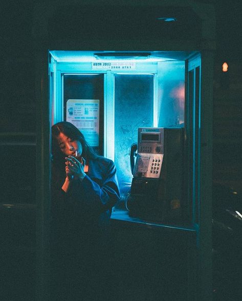 We Suffer More In Imagination, Night Photography Portrait, Night Street Photography, Narrative Photography, Night Portrait, Street Portrait, Phone Booth, Rockstar Games, Photoshoot Concept