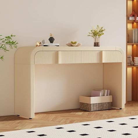 Amazon.com: Merax Modern Entryway Table with 2 Drawers, Apricot Cream Rounded Silhouette and Smooth Surface Console Table for Living Room : Home & Kitchen Entryway Table Modern, Long Sofa Table, Elegant Console Table, Console Table With Drawers, Sideboard Storage Cabinet, Narrow Console Table, Long Sofa, Foyer Table, Modern Entryway