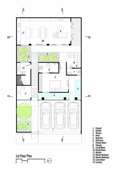 Rumah Beton House / PARISAULI ARSITEK STUDIO | ArchDaily 15x20 House Plans 1 Floor, Archdaily House Plan, 15x20 House Plans, 10x20 House Plans, Archdaily House, House Projects Architecture, Floorplan House, Atrium House, Narrow House Plans