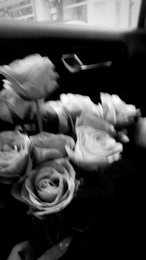 Black and white picture, roses, blurry, car, girl, boyfriend, present, aesthetic, love, happiness Silver Flowers Aesthetic, 11:11 Dark Aesthetic, Black And White Valentines Aesthetic, Ipad Widgets Aesthetic Icons Black, Flower Black And White Aesthetic, Grey And White Pictures, Black And White Glam Aesthetic, Black And White Photography Aesthetic, Black And White Love Aesthetic