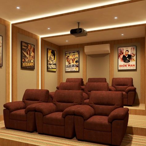 9 Realistic Home Theater Ideas for Small Spaces That You'll Love - Home Chic & Comfort Simple Home Theatre Room Ideas, Theater Room Snack Bar Ideas, Bonus Room Movie Theater, Theater Room Lighting Ideas, Private Theater Room, Attic Home Theater, Small Entertainment Room Ideas, Tiny Home Theater, Home Theater Ideas Luxury