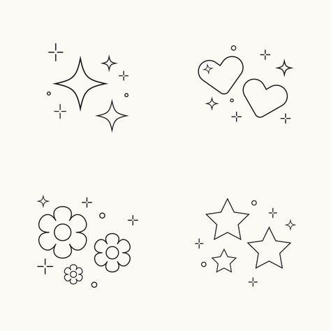 stroke sparkle star element, hearts, stars, flowers sparkle, cute sparkle set. Cute Sparkles Drawing, Heart And Sparkle Tattoo, Sparkles Doodle, Cartoon Sparkles, Sparkle Doodles, Stars Hand Drawn, Star Clipart Cute, Hoco Jeans, Watercolor Stars