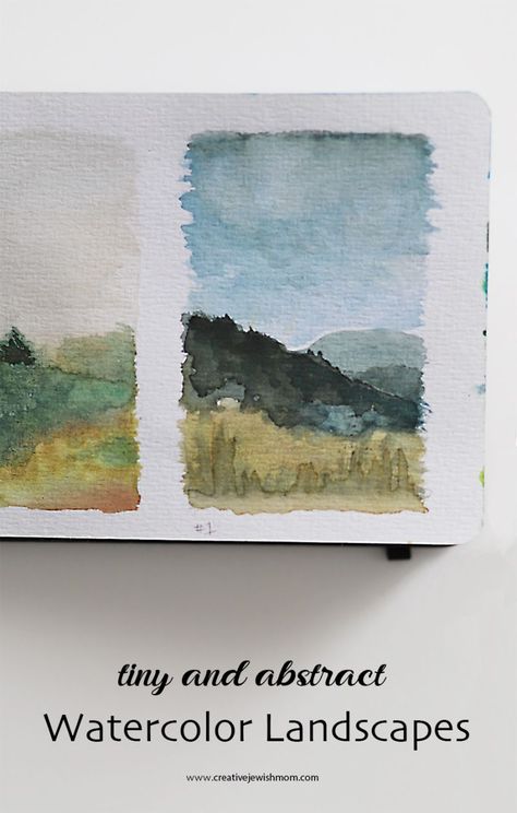 Quick Watercolor Landscape, Tiny Watercolor Landscapes, Small Watercolour Painting Ideas, Watercolour Inspiration Abstract, Miniature Watercolor Paintings Easy, Tiny Watercolor Paintings Simple, Layered Watercolor Paintings, Small Watercolor Landscapes, Tiny Watercolor