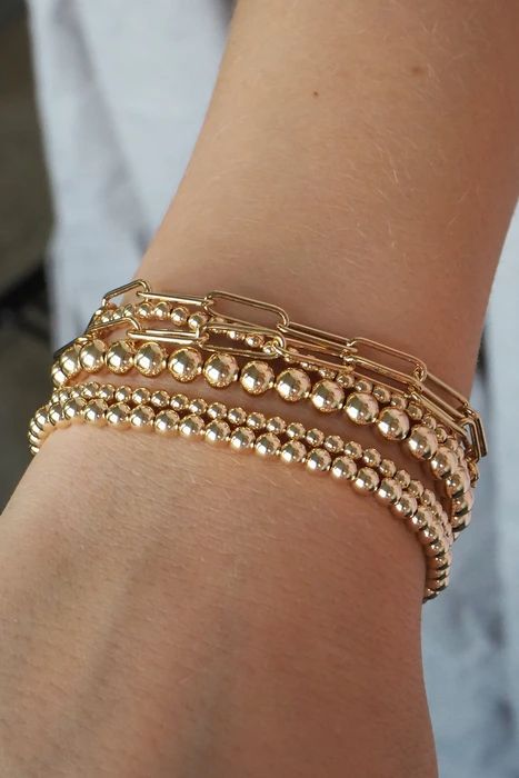 Gold Bead Bracelet Stack, Lili Claspe, Gold Bracelets Stacked, Bracelet Stacks, Sorority Rush, Trending Bracelets, Jewelry Accessories Ideas, Gold Bead Bracelets, Small Beads