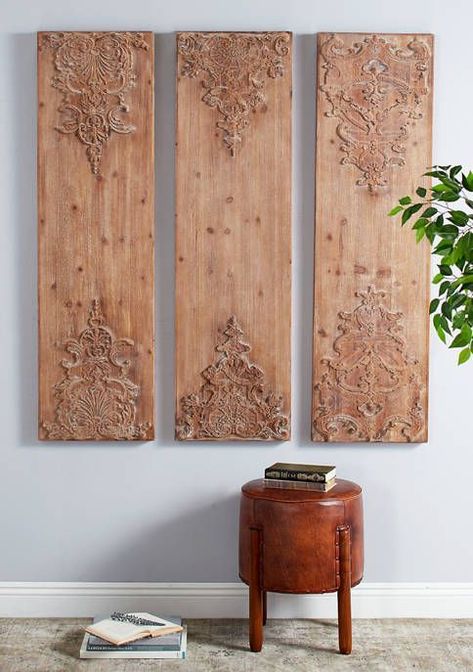 Wall panelling is the ideal way to add impactful style and texture to a plain room or hide imperfections on the walls. Carved Wood Wall Panels, Carved Wood Wall Decor, Branches Decor, Carved Wall Decor, Carved Wood Wall Art, Wooden Decorations, Wooden Home Decor, Antique Frame, Wooden Wall Panels