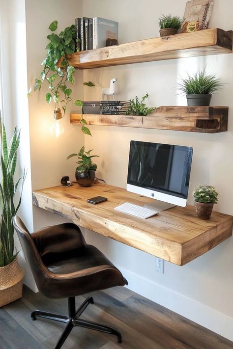 "Elevate your work-from-home setup with DIY Floating Desks! 🛠️💻 Perfect for creating a minimalist and modern workspace. 🌟✨ #DIYHomeOffice #DeskInspo #WorkspaceDesign" Floating Desk Office, Floating Office Desk, Diy Floating Desk, Floating Desks, Own Apartment, Modern Workspace, Desks Office, Minimalist Desk, Floating Desk