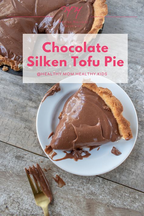 Deep, dark chocolate flavors plus the combination of silky + crunchy textures make this plant-based Chocolate Tofu Silken Tofu Pie recipe crave-worthy! 

#ChocolateTofu #KidFriendlyRecipes #HealthyMomHealthyKids Silken Tofu Chocolate Pie, Tofu Pie Recipes, Vegan Silken Tofu Recipes Desserts, Silk Tofu Dessert, Silken Tofu Chocolate Mousse, Silken Tofu Recipes Dessert, Tofu Chocolate Pie, Tofu Silken, Silken Tofu Dessert